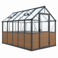 Gewächshaus 190 x 190 x 195 cm Aluminium Polycarbonat Braun Schwarz mit Dachfenstern