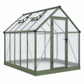 Gewächshaus 190 x 190 x 195 cm Aluminium Polycarbonat Grün mit Tür und Dachfenstern