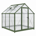 Gewächshaus 190 x 190 x 195 cm Aluminium Polycarbonat Grün mit Dachfenster