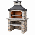 Gartengrill 120 x 80 x 220 cm Naturstein Grau mit Grillrost und Kaminhaube