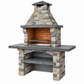Grillkamin 180 x 80 x 240 cm Steinverkleidung Grau Beige mit Grillrost für den Außenbereich