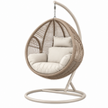 Hängesessel 105 x 105 x 195 cm Polyrattan Beige mit Metallgestell im Boho-Stil