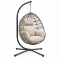 Hängesessel 120 x 100 x 200 cm Polyrattan Beige Stahlgestell mit Schaukelfunktion