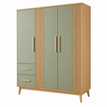 Kleiderschrank 120 x 55 x 190 cm Holzwerkstoff Salbeigrün Naturholz mit 3 Türen 2 Schubladen im skandinavischen Stil